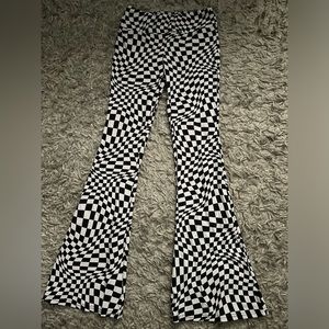 Checkered warped flared pants